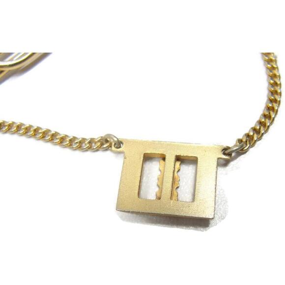 "FLT" Swank Tie Bar Chain Gold Tone Vintage Men Dress Accessories - Picture 9 of 13